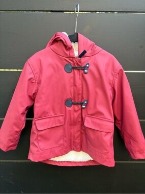 Batela Sea Style 24M Burgundy Fleece Lined Raincoat Kids Unisex Hooded Jacket
